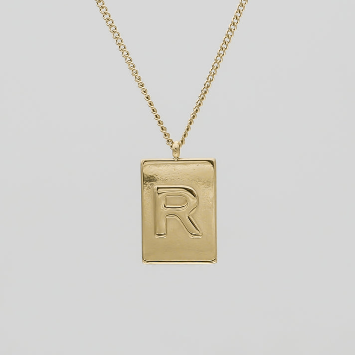 Athena custom initial Gold pendant Necklace, letter R by PRYA