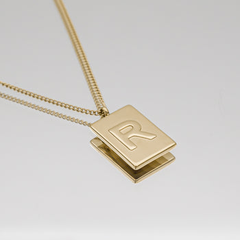 Athena custom initial Gold pendant Necklace, letter R by PRYA