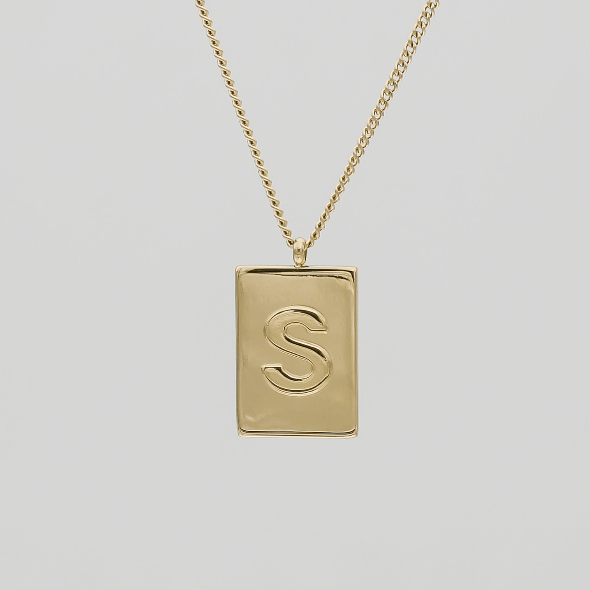 Athena custom initial Gold pendant Necklace, letter S by PRYA