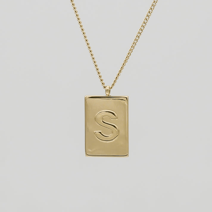 Athena custom initial Gold pendant Necklace, letter S by PRYA