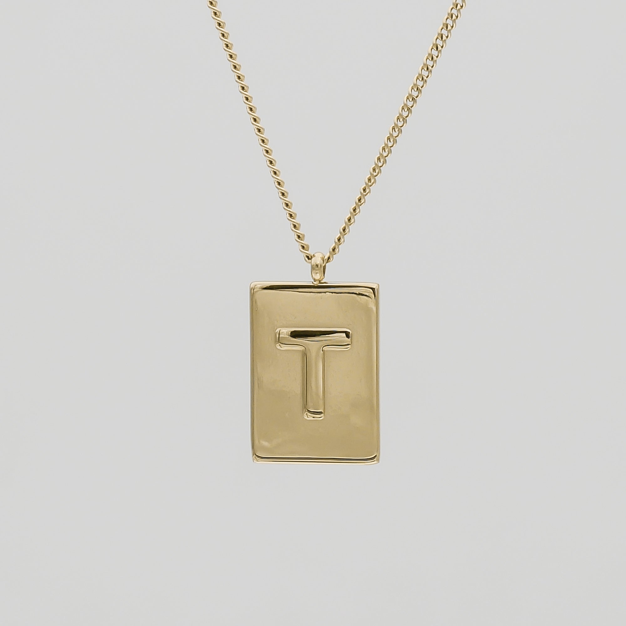 Athena custom initial Gold pendant Necklace, letter T by PRYA