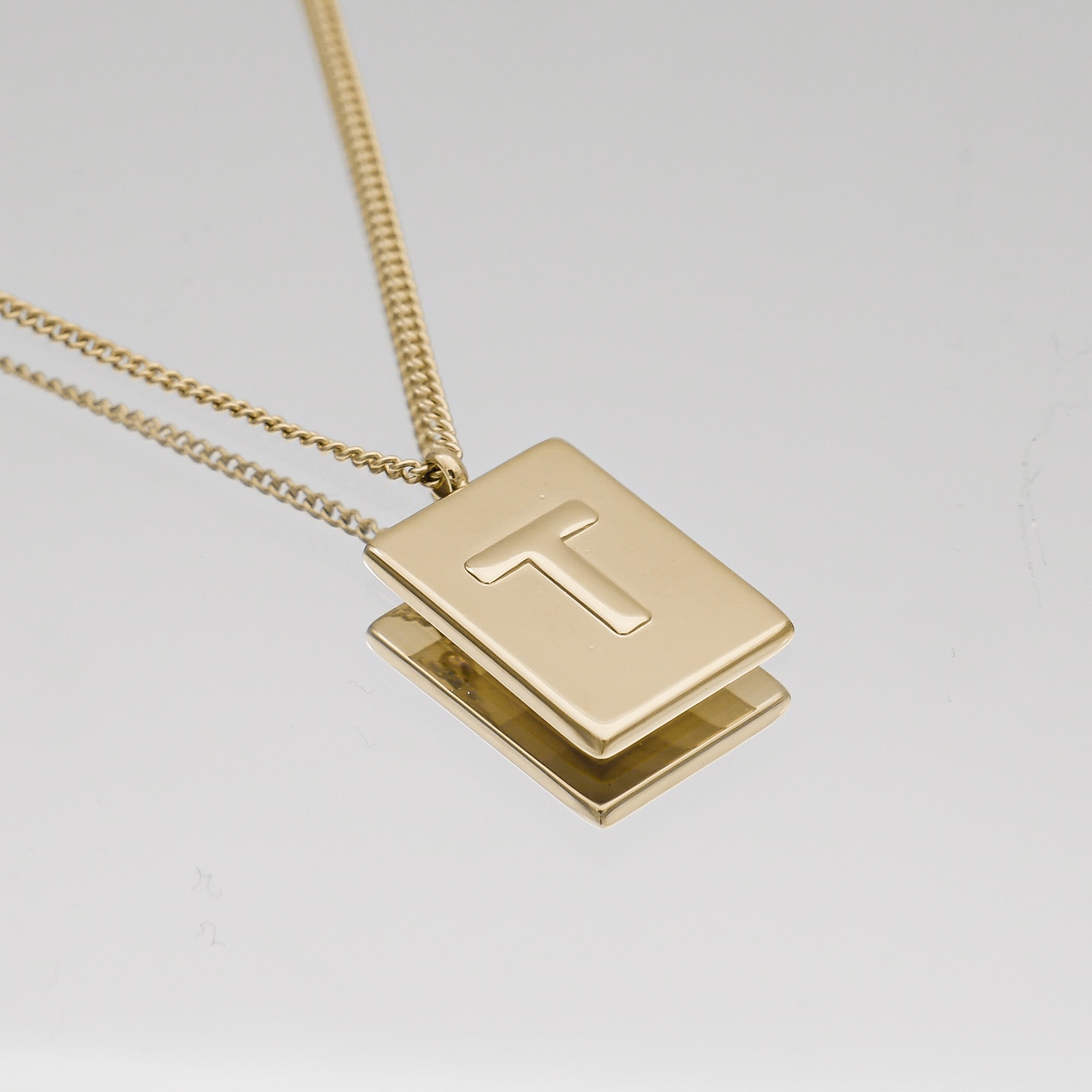 Athena custom initial Gold pendant Necklace, letter T by PRYA