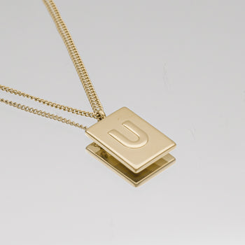 Athena custom initial Gold pendant Necklace, letter U by PRYA