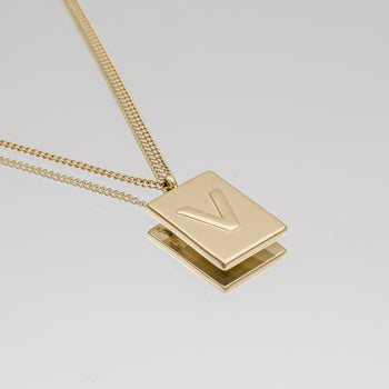 Athena custom initial Gold pendant Necklace, letter V by PRYA