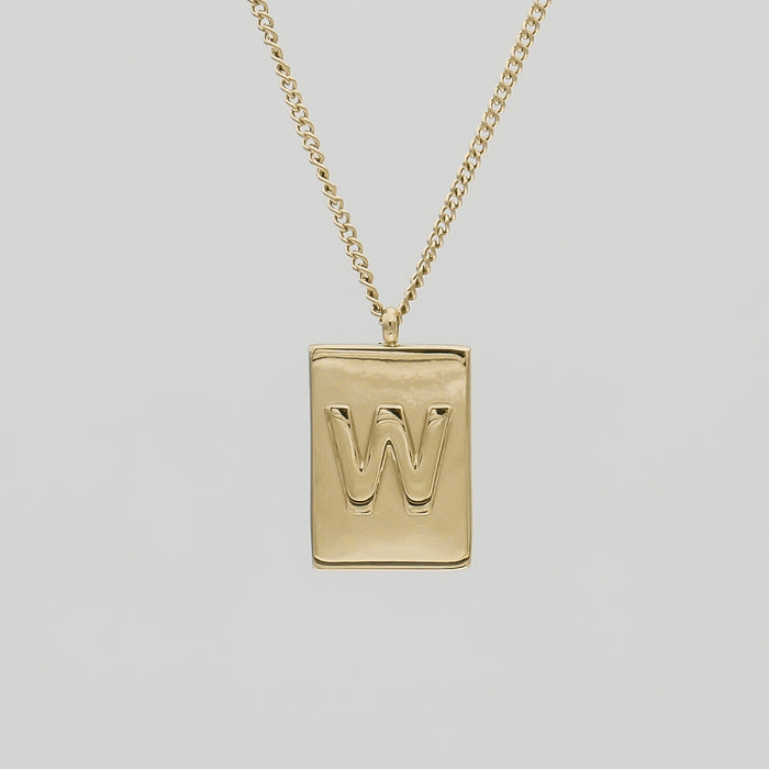 Athena custom initial Gold pendant Necklace, letter W by PRYA