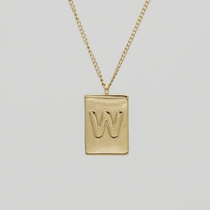 Athena custom initial Gold pendant Necklace, letter W by PRYA