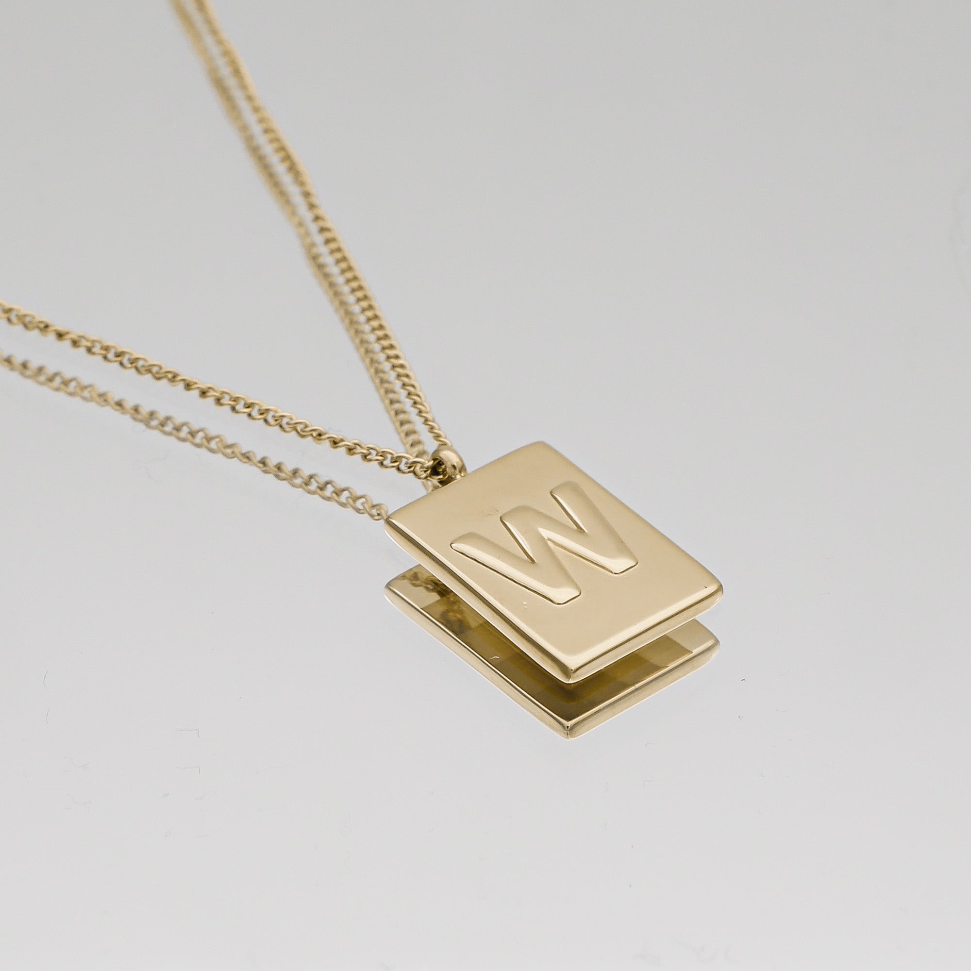 Athena custom initial Gold pendant Necklace, letter W by PRYA