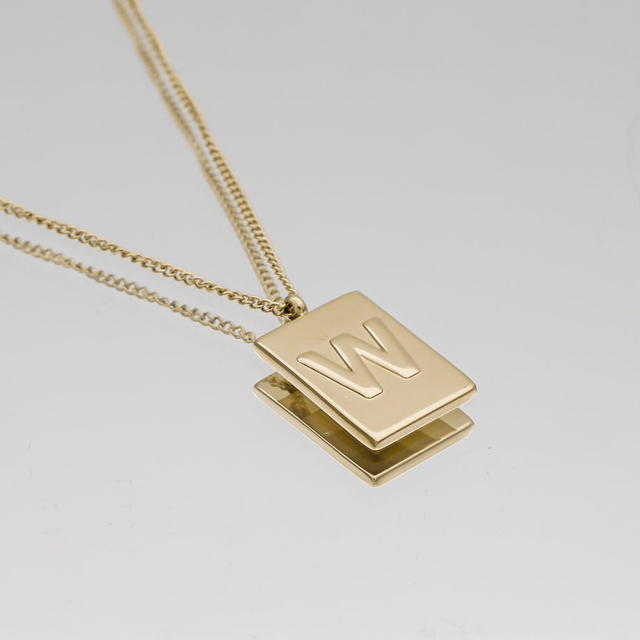 Athena custom initial Gold pendant Necklace, letter W by PRYA