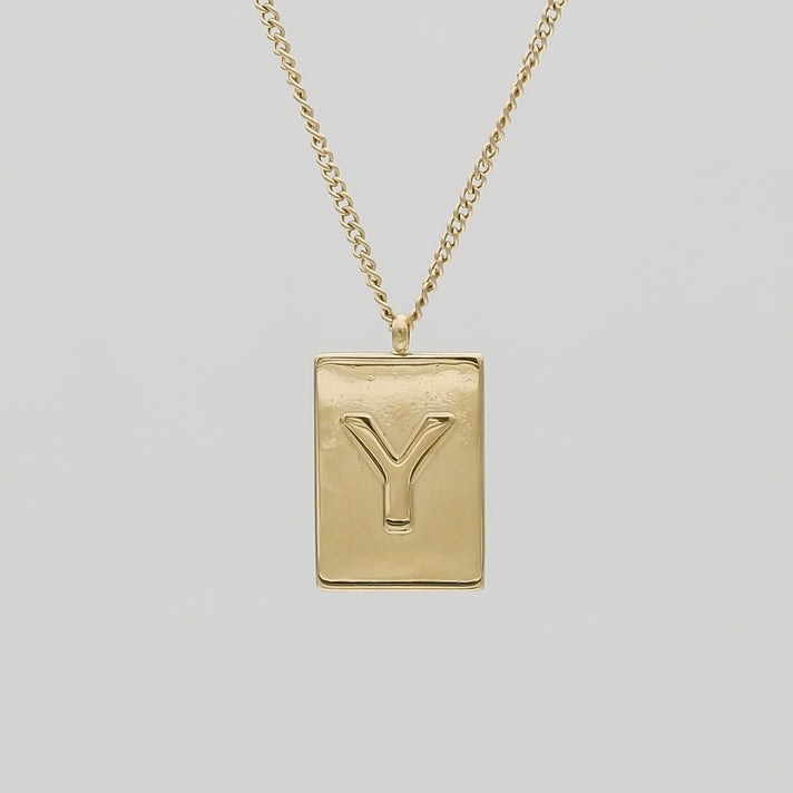 Athena custom initial Gold pendant Necklace, letter Y by PRYA