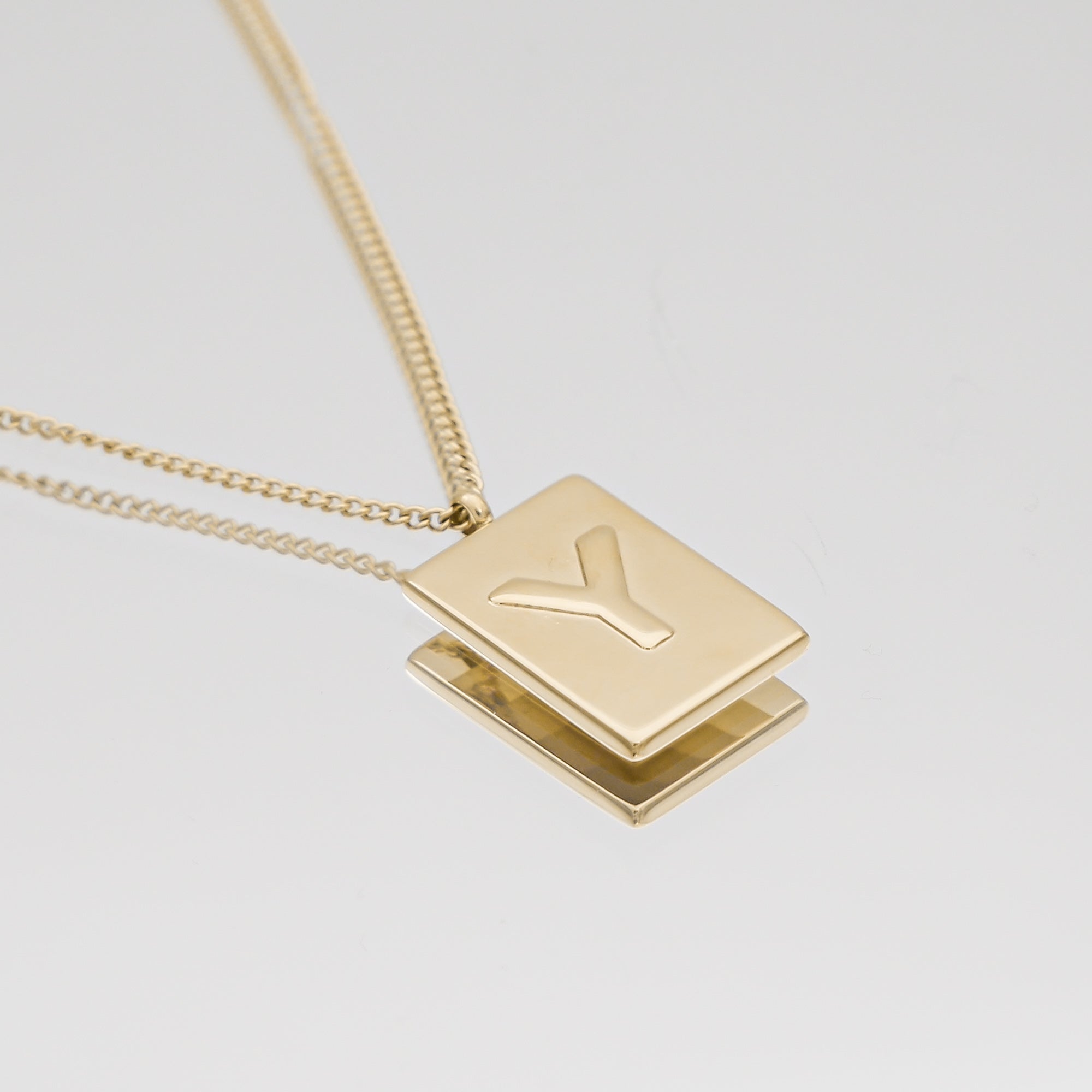 Athena custom initial Gold pendant Necklace, letter Y by PRYA