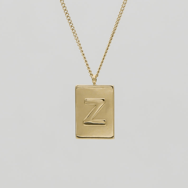 Athena custom initial Gold pendant Necklace, letter Z by PRYA