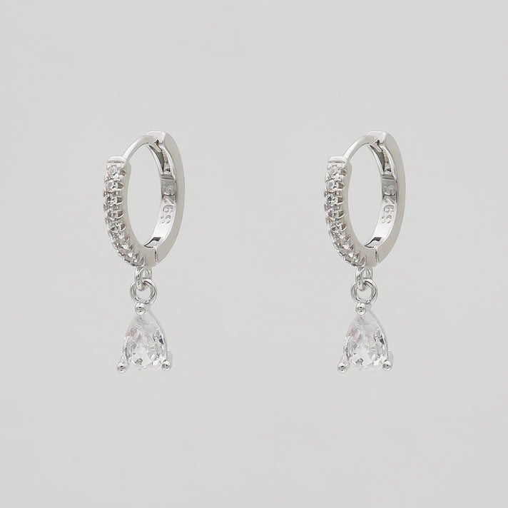 Aurora Gemstone Huggies in clear and silver