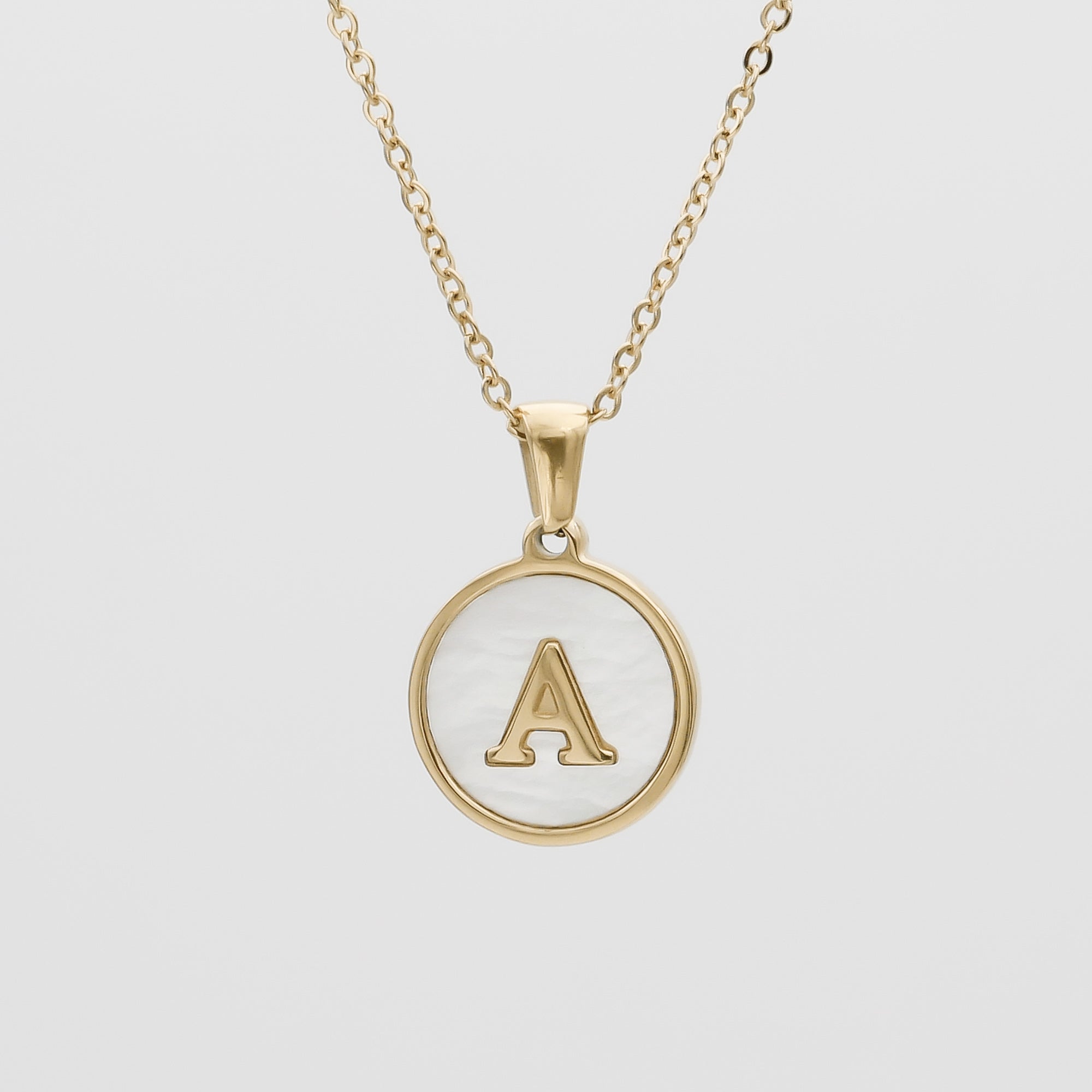 Gold Opal Initial pendant Necklace, letter A by PRYA