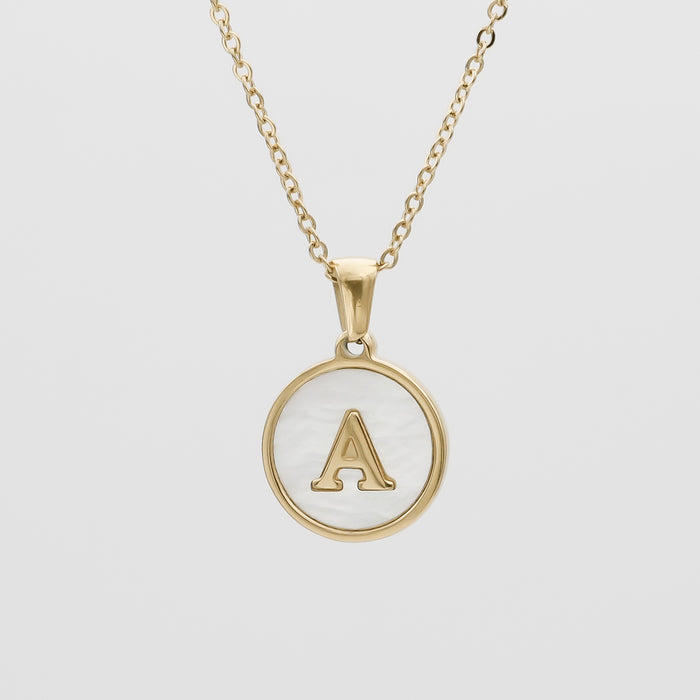 Gold Opal Initial pendant Necklace, letter A by PRYA