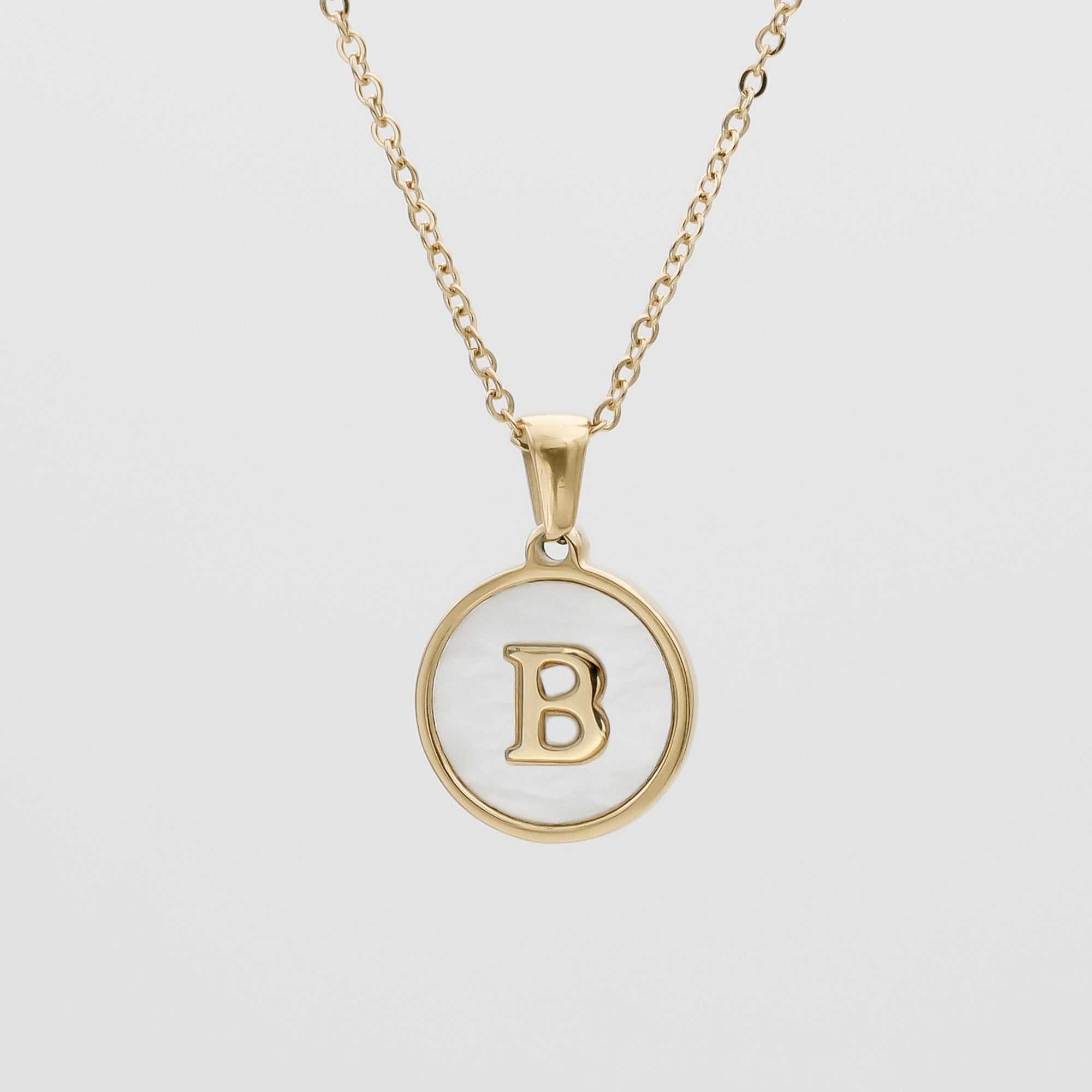 Gold Opal Initial pendant Necklace, letter B by PRYA