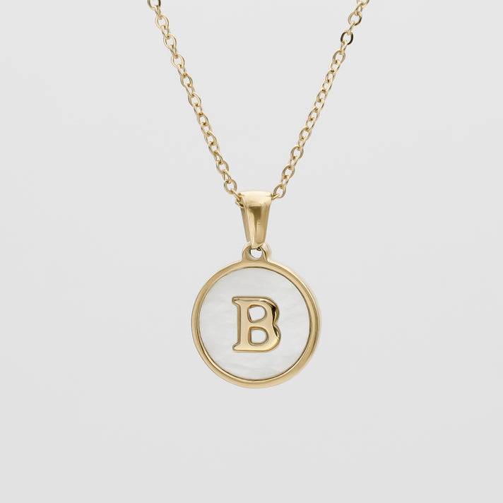 Gold Opal Initial pendant Necklace, letter B by PRYA