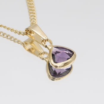 February Birthstone necklace, Gold 18k chain, amethyst