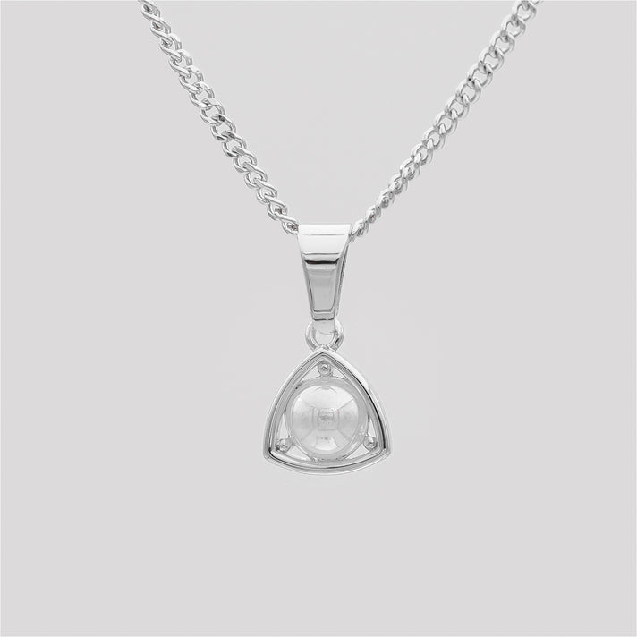 October Birthstone necklace, Silver chain, Opal gem