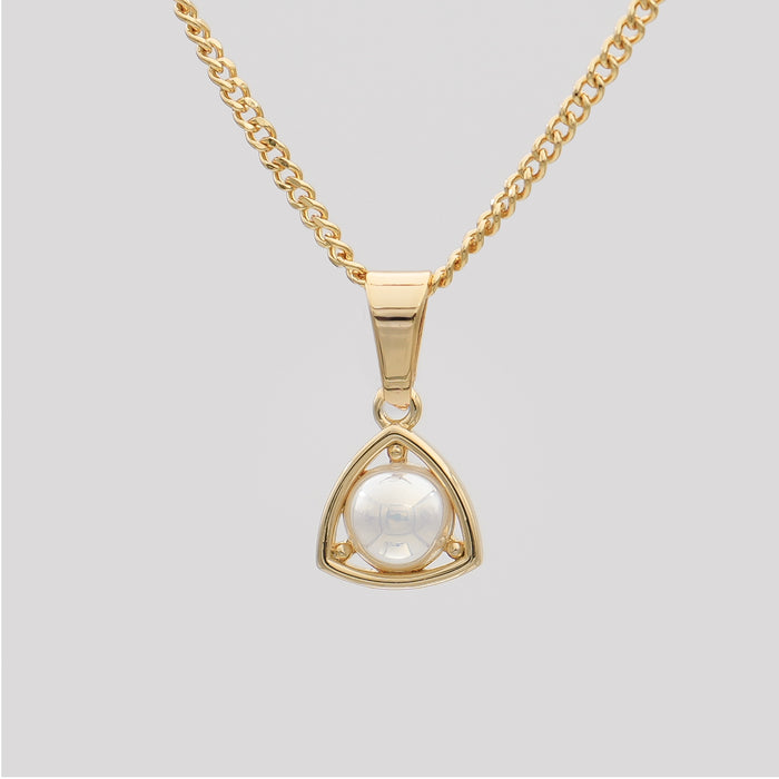June Birthstone necklace, 18K gold and pearl