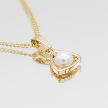 June Birthstone necklace, Gold 18k chain and Pearl 