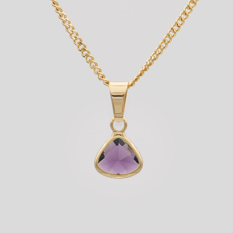 February Birthstone necklace, 18K gold and amethyst
