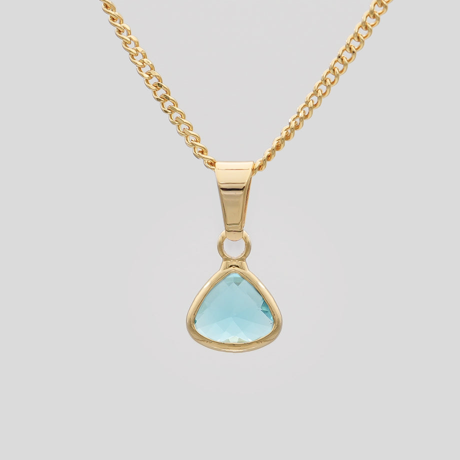 March Birthstone necklace, 18K gold and aquamarine