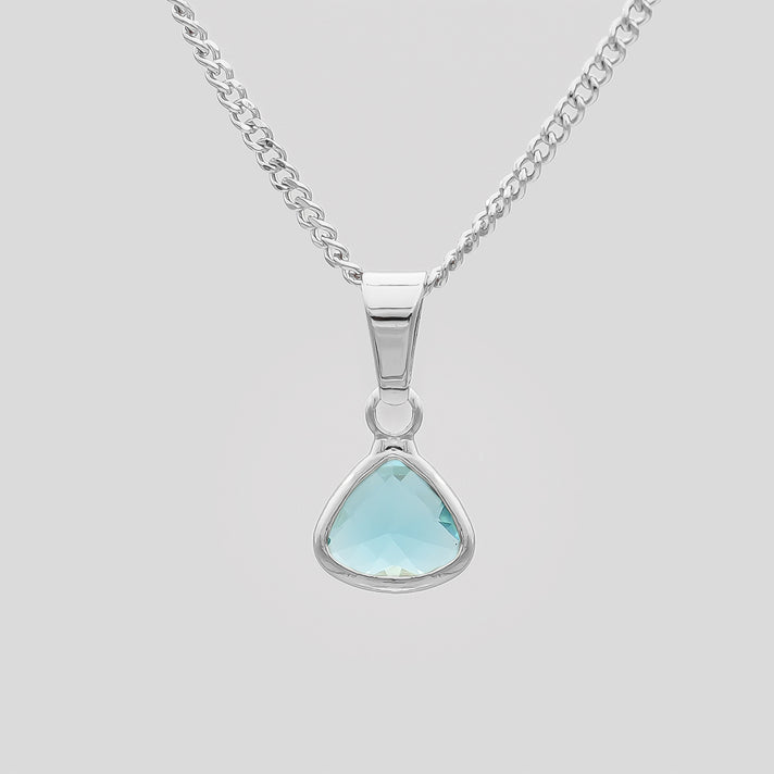March Birthstone necklace, silver and aquamarine