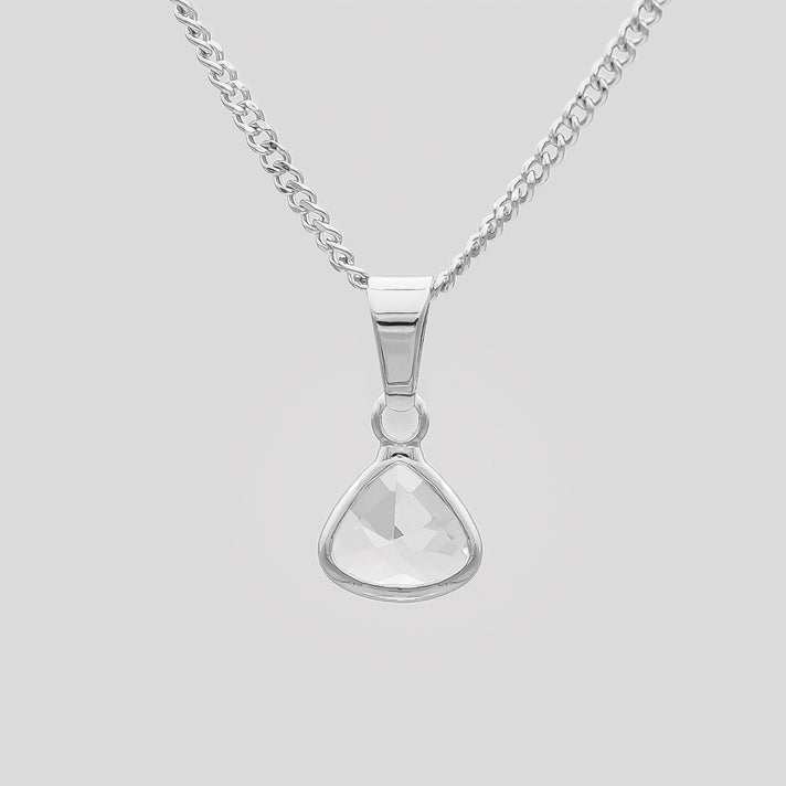 April Birthstone necklace, silver and diamond