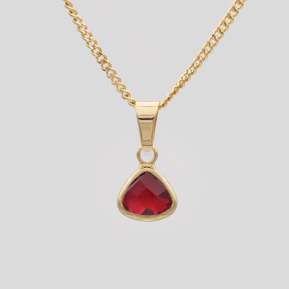 January Birthstone necklace, 18k rose gold and garnet