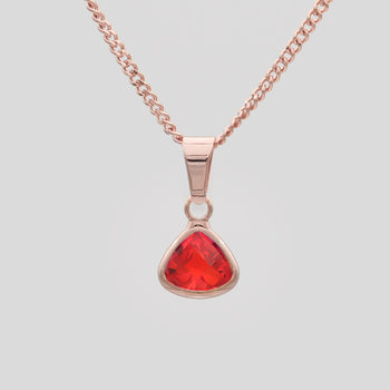 July Birthstone necklace, 14k rose gold and ruby