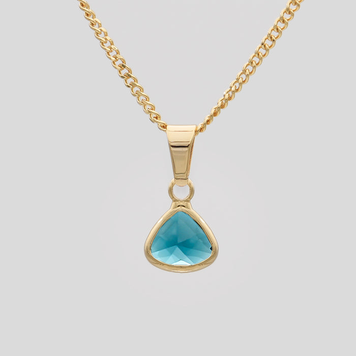 March Birthstone necklace, 18k gold and aquamarine