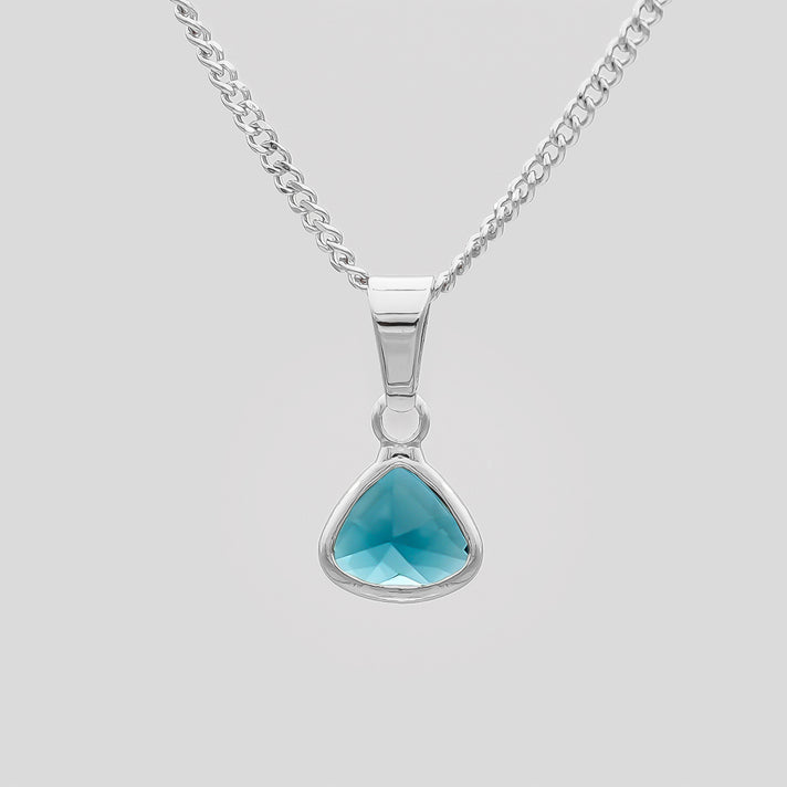 March Birthstone necklace, Silver and aquamarine