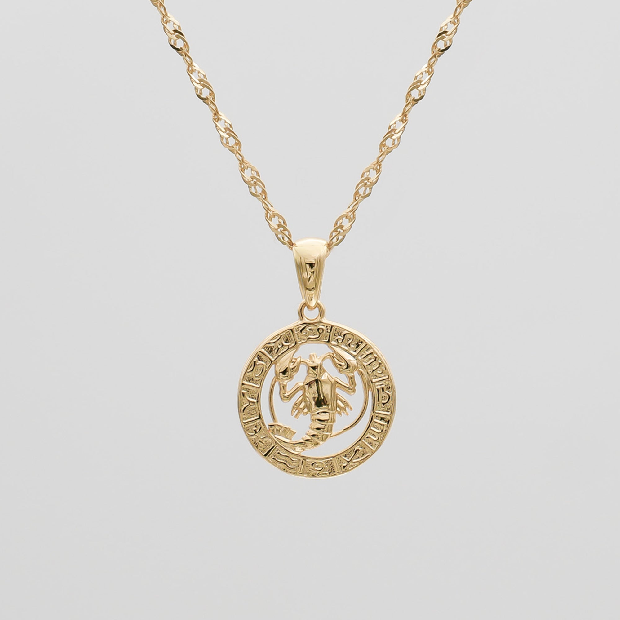 Gold Cancer Zodiac Pendant Necklace by PRYA