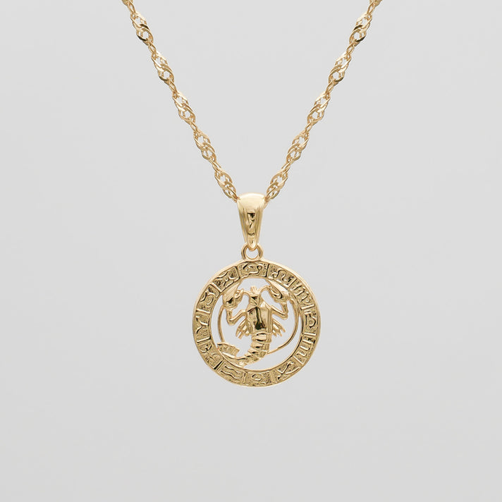 Gold Cancer Zodiac Pendant Necklace by PRYA