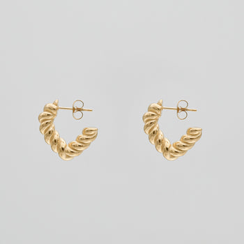 cara twisted half hoop earrings in gold