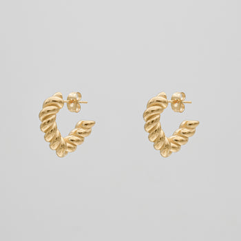 cara twisted half hoop earrings in gold