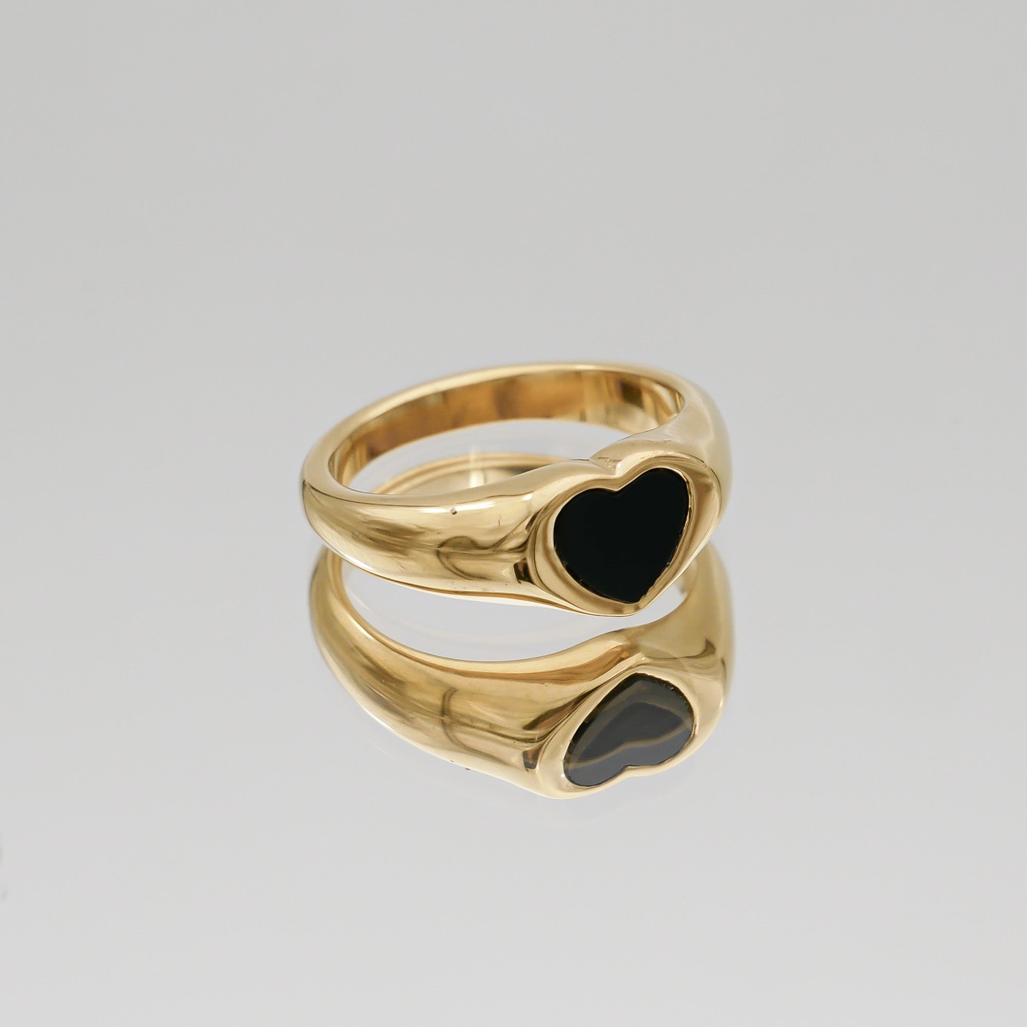 Gold & Onyx Dainty Carys Heart Signet Ring by PRYA 