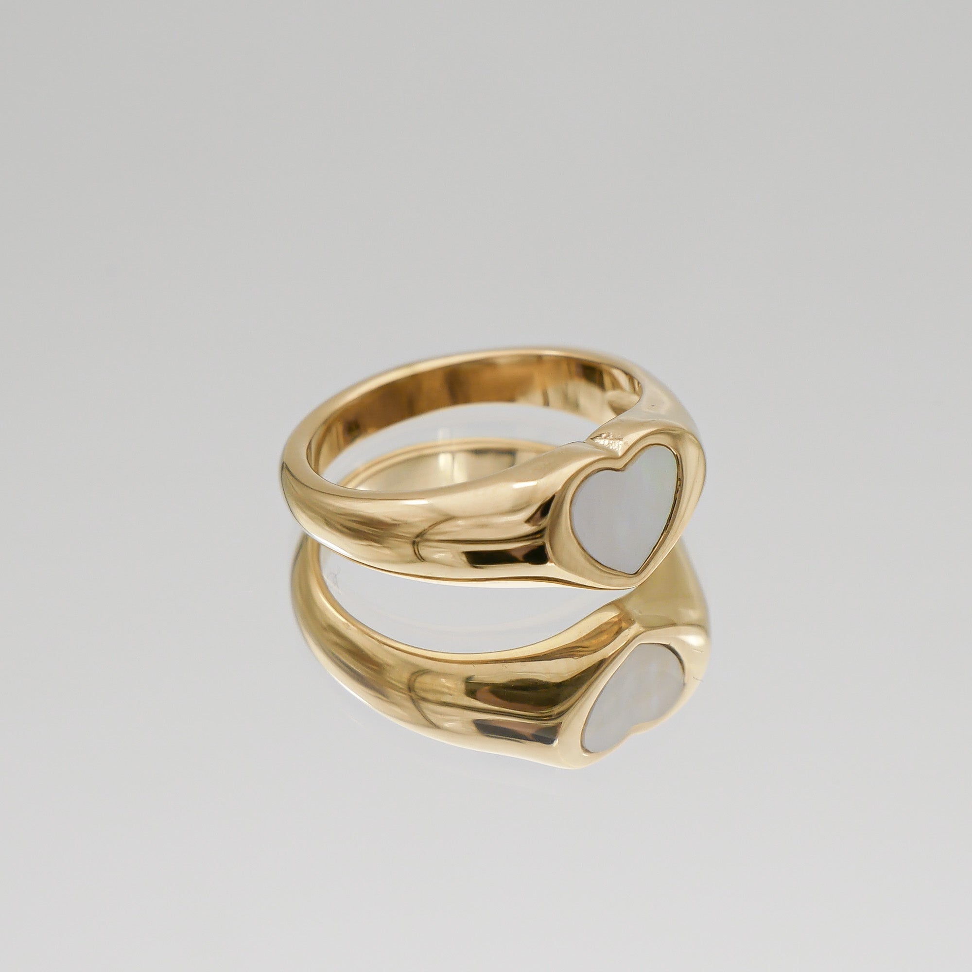 Gold & Opal Dainty Carys Heart Signet Ring by PRYA 