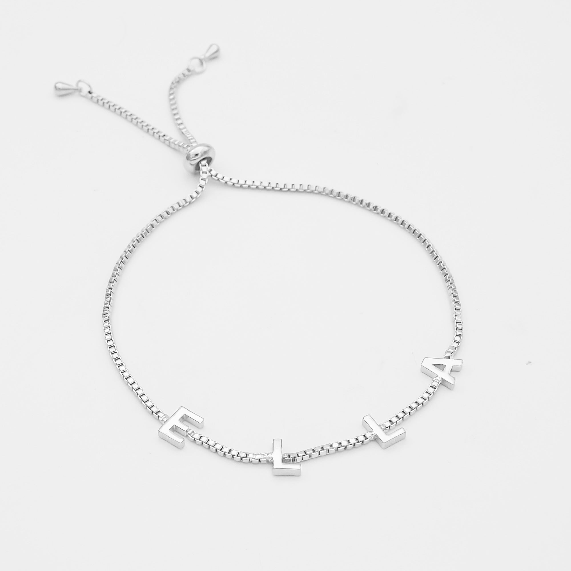 Classic personalised name bracelet in Silver with charm