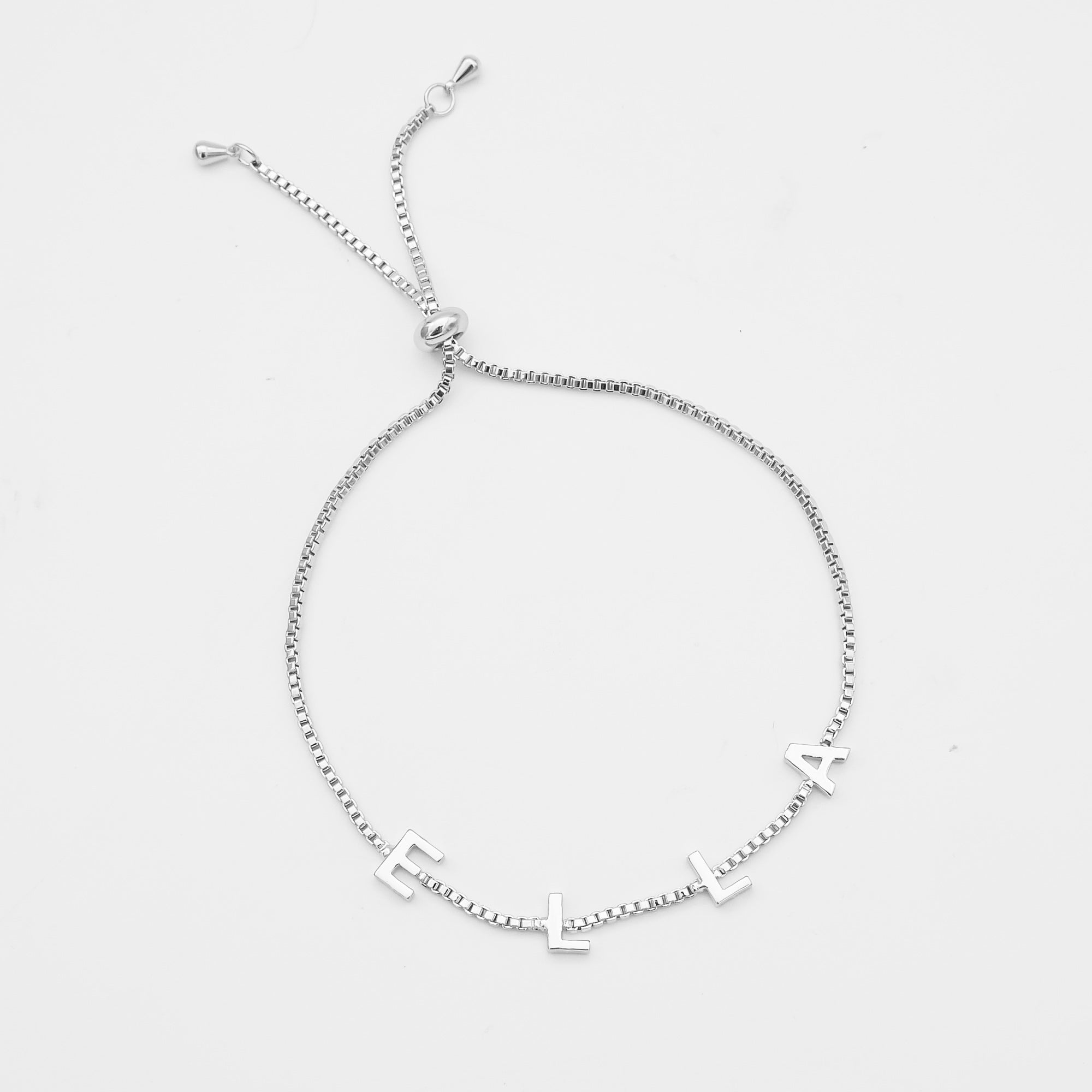 Classic personalised name bracelet in Silver with charm
