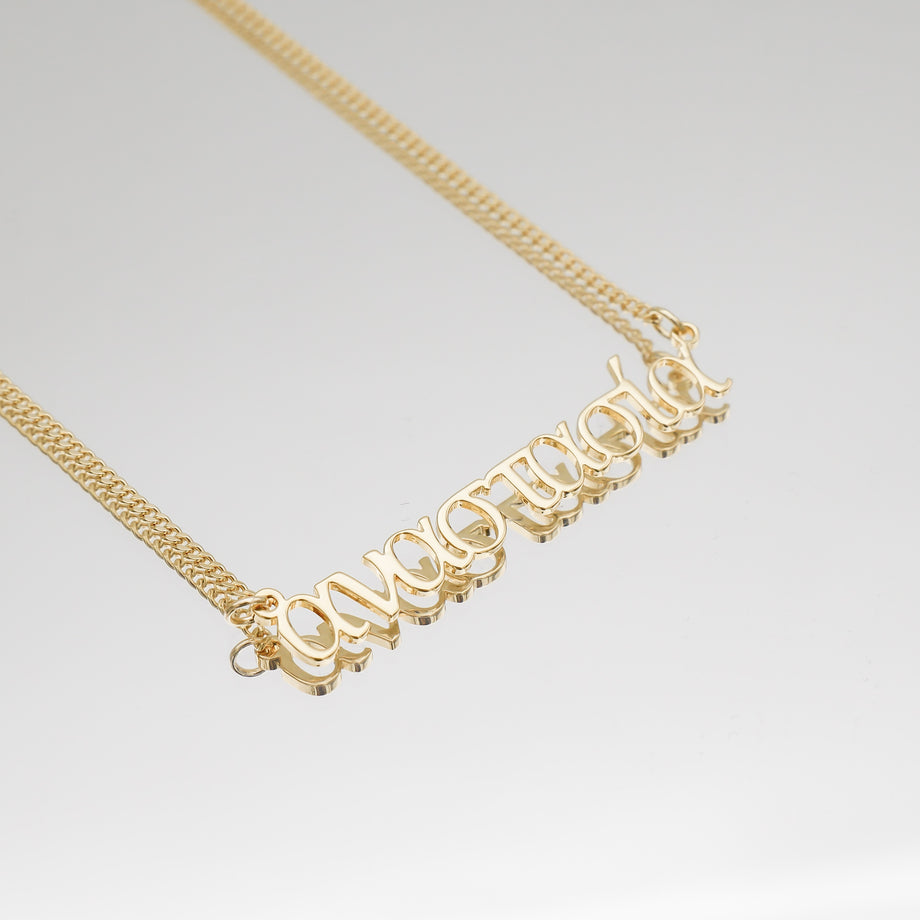 greek custom name necklace, personalised necklace in 18k gold plated