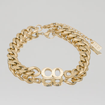 Initial Bracelet in gold and cuban chain