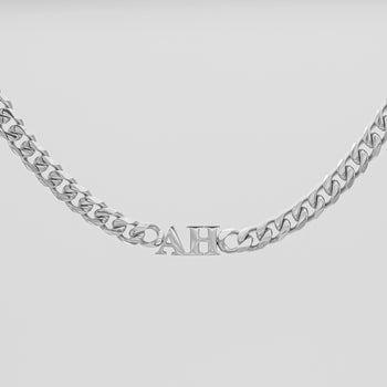 Initial choker necklace in silver  and cuban chain