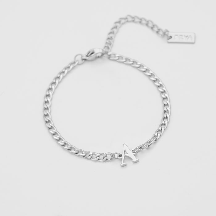 Dubai initial bracelet with cuban chain from prya