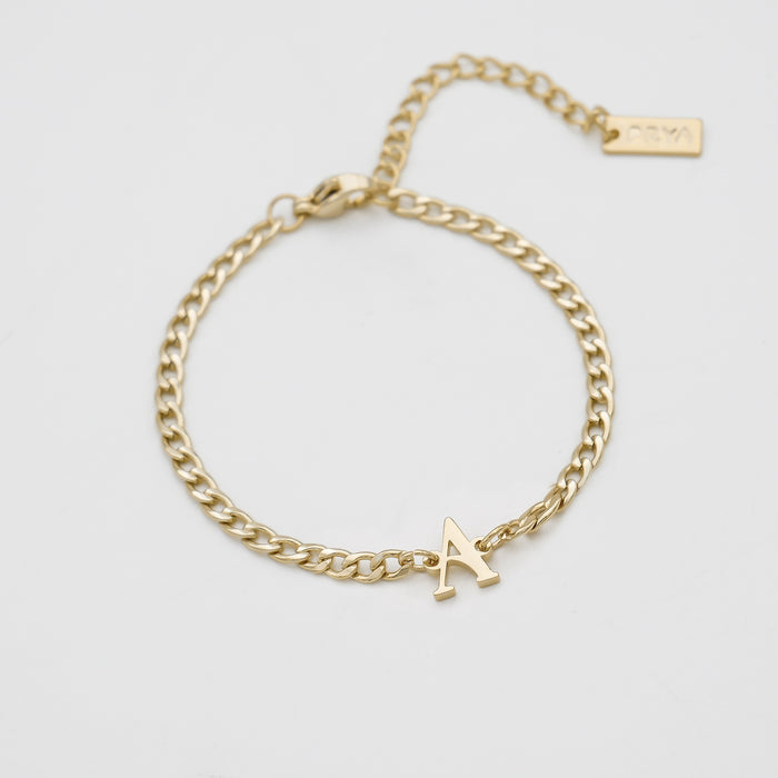 Dubai initial bracelet with cuban chain from prya