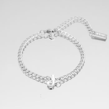 Dubai initial bracelet with cuban chain from prya