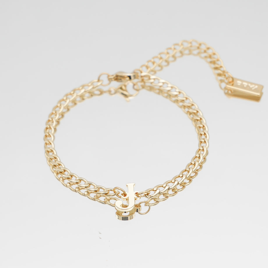 Dubai initial bracelet with cuban chain from prya