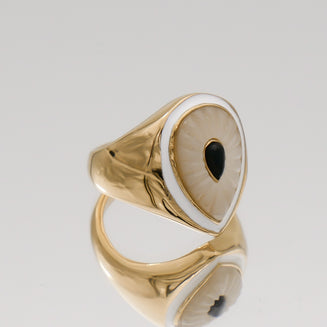 Gold Evil eye signet ring