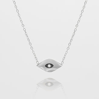 Evil Eye necklace in silver with black and white motif in the centre