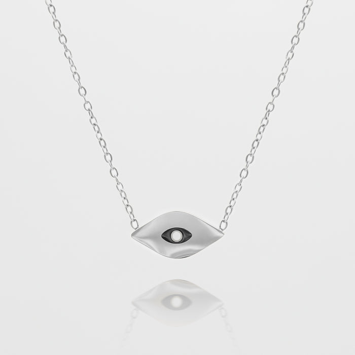 Evil Eye necklace in silver with black and white motif in the centre